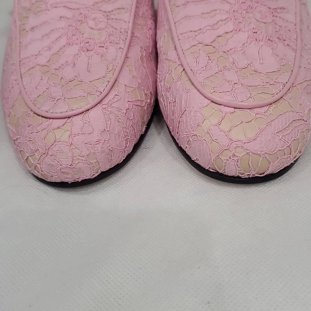 Gucci Pricetown Horsebit Lace Leather Pink Nude Mule Loafer Slipper Flat 36.5 - Picture 6 of 8